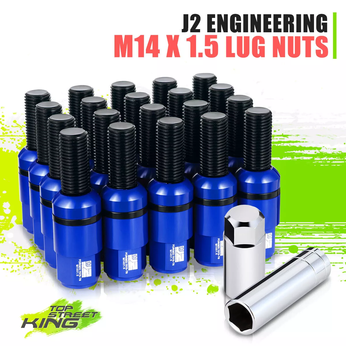 Blue M14x1.5 20Pc 23mm Aluminum Close End Ball Seat Lug Nut Bolt