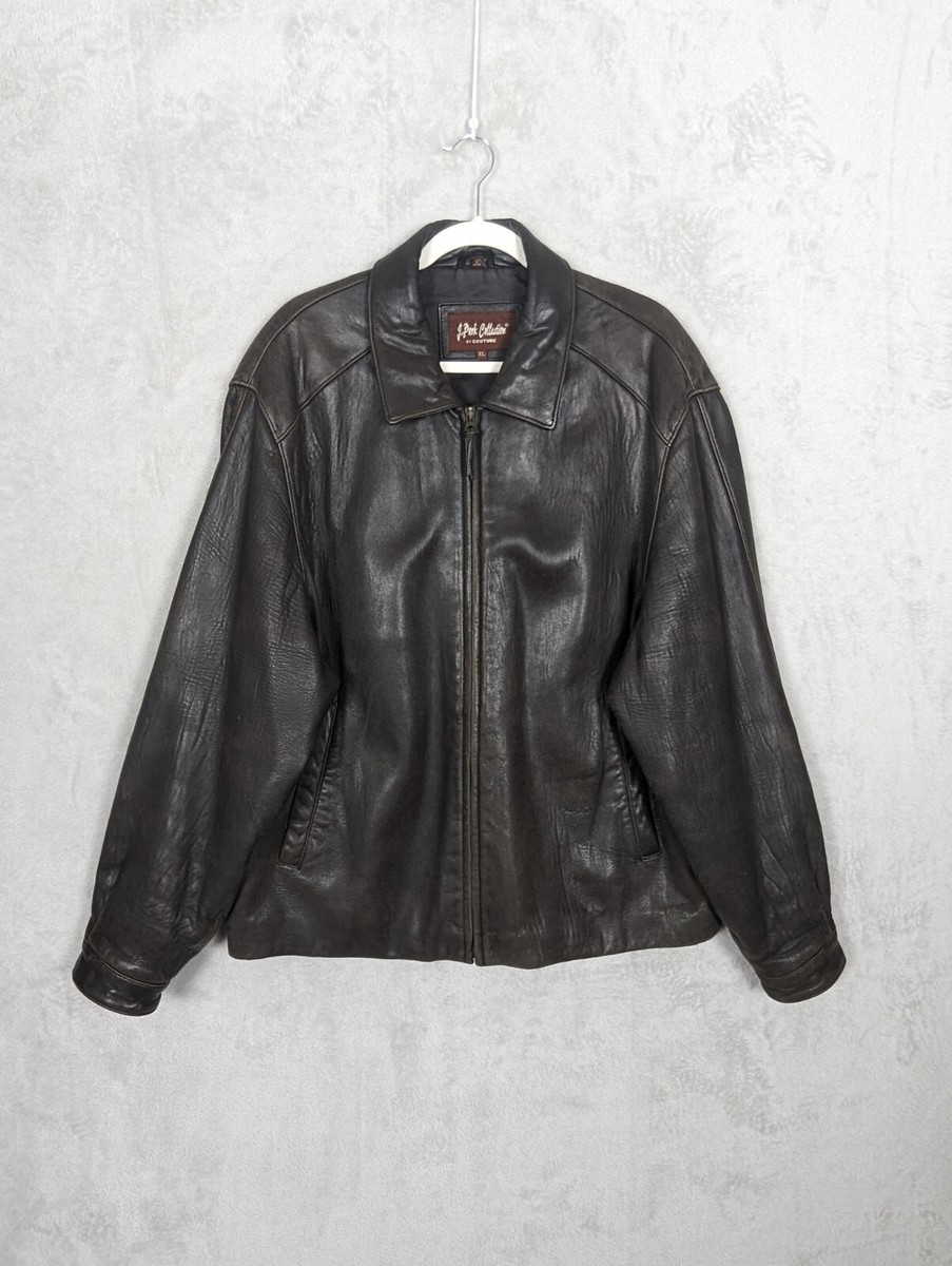 Couture by J. Park Lamb Leather Bomber Jacket Men's Size Xl Brown