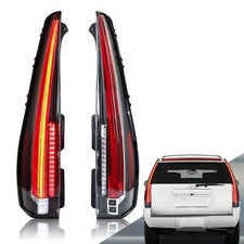 2x Clear Led Tail Lights For 2007-2014 Cadillac Escaladeesv Rear Lamp Flow Turn