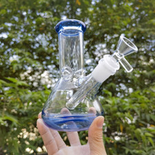 6" Blue Glass Bong Hookah Smoking Bubbler Water Pipe Percolator W/Ice Catcher