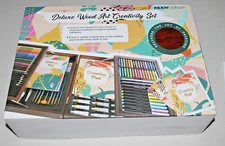 Kiddycolor 149 Pieces Deluxe Art Creativity Set with Wood Box, Portable Painting