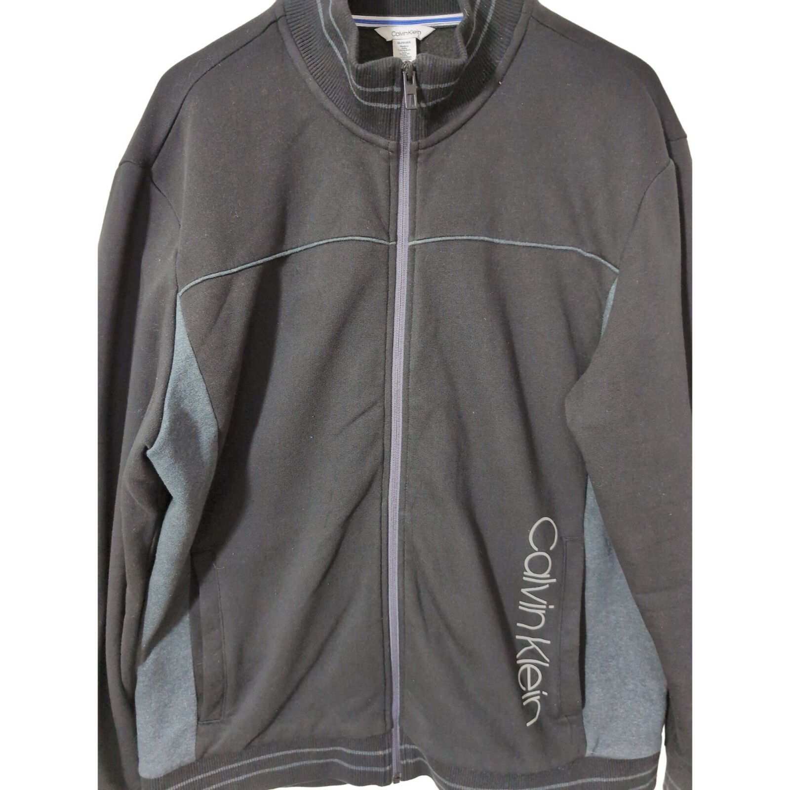 Calvin Klein Full Zip Jacket Mens XL Black Gray Fleece Lined Casual Everyday thumbnail 5