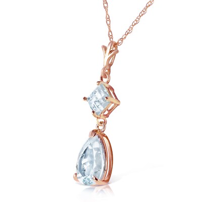 14K. MASSIVE GOLDKETTE MIT NATÜRLICHEN AQUAMARINEN (Roségold)