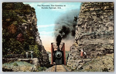 Postcard The Narrows - The Gateway to Eureka Springs Arkansas - Train w Smoke