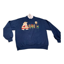 Vintage Jerzees Sweatshirt Womens XL Country Cottage Sunflower Birdhouse Grandma