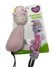 Parents Choice Unicorn Pacifier Holder Baby Girl Paci Clip Strap Plush NEW