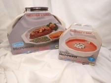 Vintage Anchor Ovenware MicroWare Microwave Made In USA 2 Bowls/2 plates w lids
