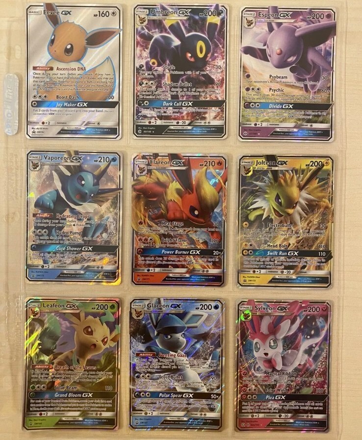 Eeveelutions' GX Cards, Eevee + All 8 Evolutions - Sun