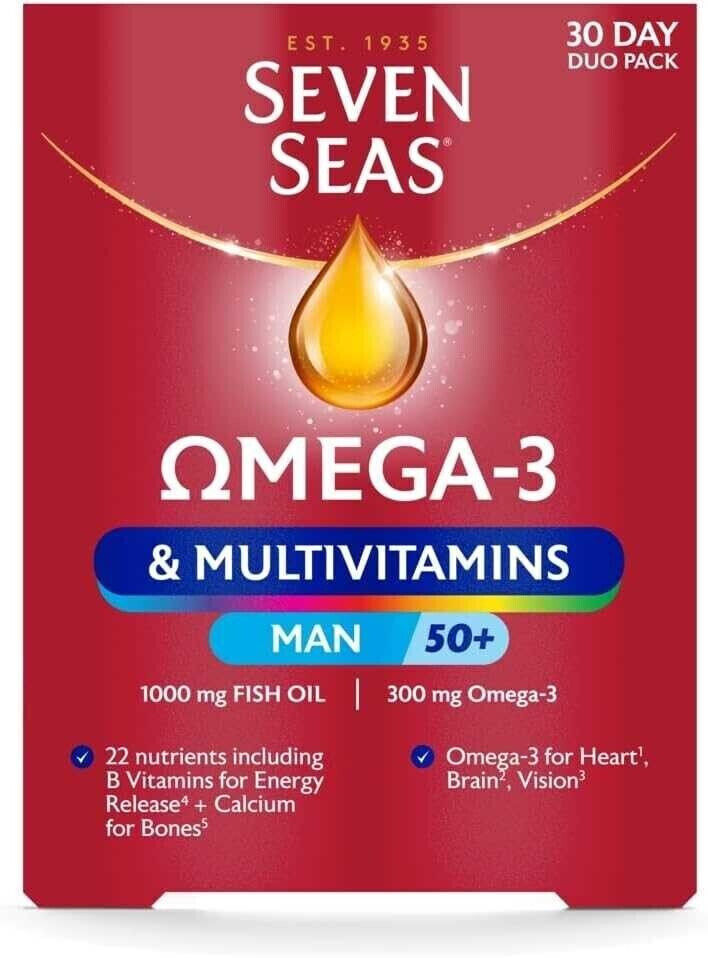 Seven Seas Omega-3 Fish Oil & Multivitamins – Man 50+ – 30 Capsules/Tablets