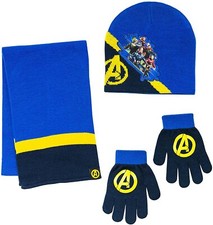 Marvel Avengers 3 PC Beanie Gloves Scarf Set One Size Fits Boy 5 To 8