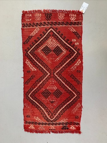 Vintage Turkish Mini Kilim 93x46 cm Wool Small Kelim Runner, shabby Chic