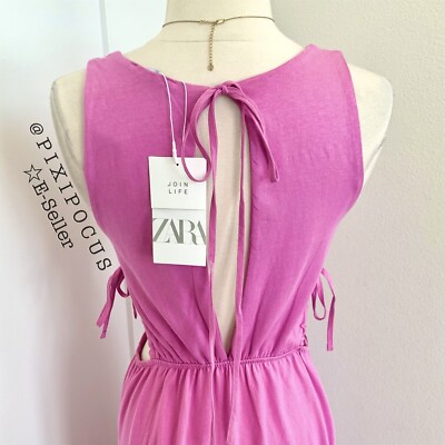 ZARA NEW CUT OUT HALTER MIDI DRESS WITH TIES PINK S,M,L | eBay