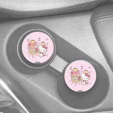 Hello Kitty Donuts Pink Sandstone Car Drink Holder Coaster 2pc Set Absorbs