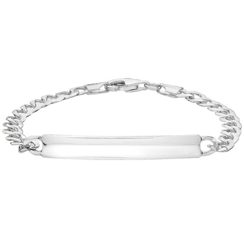 Personalised Womens Silver ID Bracelet 925 Sterling Silver Curb Solid