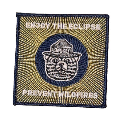 Smokey Bear ''Enjoy The Eclipse Prevent Wildfires'' Square Patch 3.5''