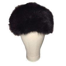 VTG Oren of New York Saks Fifth Avenue Black Mink Style Fur Cossack Pillbox Hat