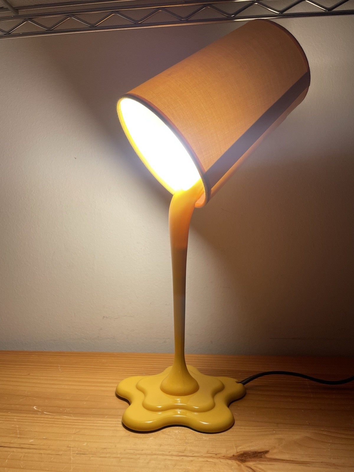 LumiSource Woopsy Yellow Table Lamp Paint Spill Retro Pop Art MCM Plastic -Works