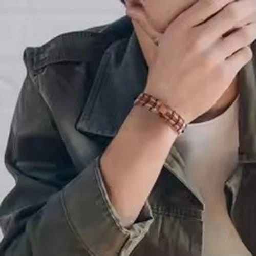 Men's Copper Magnetic Bracelet with 3X Strength Magnets, Adjustable Link Band
