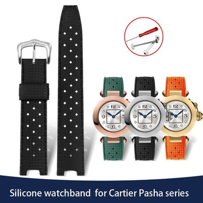 20*10 20*12 20*15mm Rubber Watchband Strap for Cartier Pasha Series Bracelet