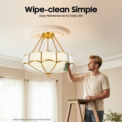 Semi Flush Mount Ceiling Light Fixture Gold Chandelier Brass Chandelier 23'' Lamp