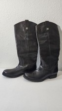 Frye Distressed Leather Black Flat Knee Tall Riding Boots Pull On  Size 7