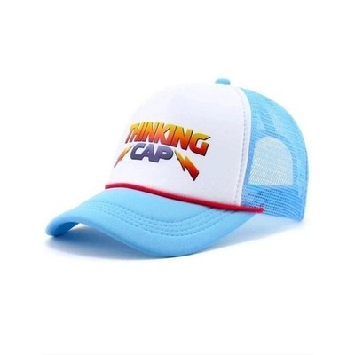 Stranger Things Dustin Thinking Cap Trucker Hat Mesh Snapback Blue White Cosplay