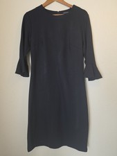 Banana Republic Shift Dress Womens 8 Black Ruffle Sleeve Wedding Guest Old Money