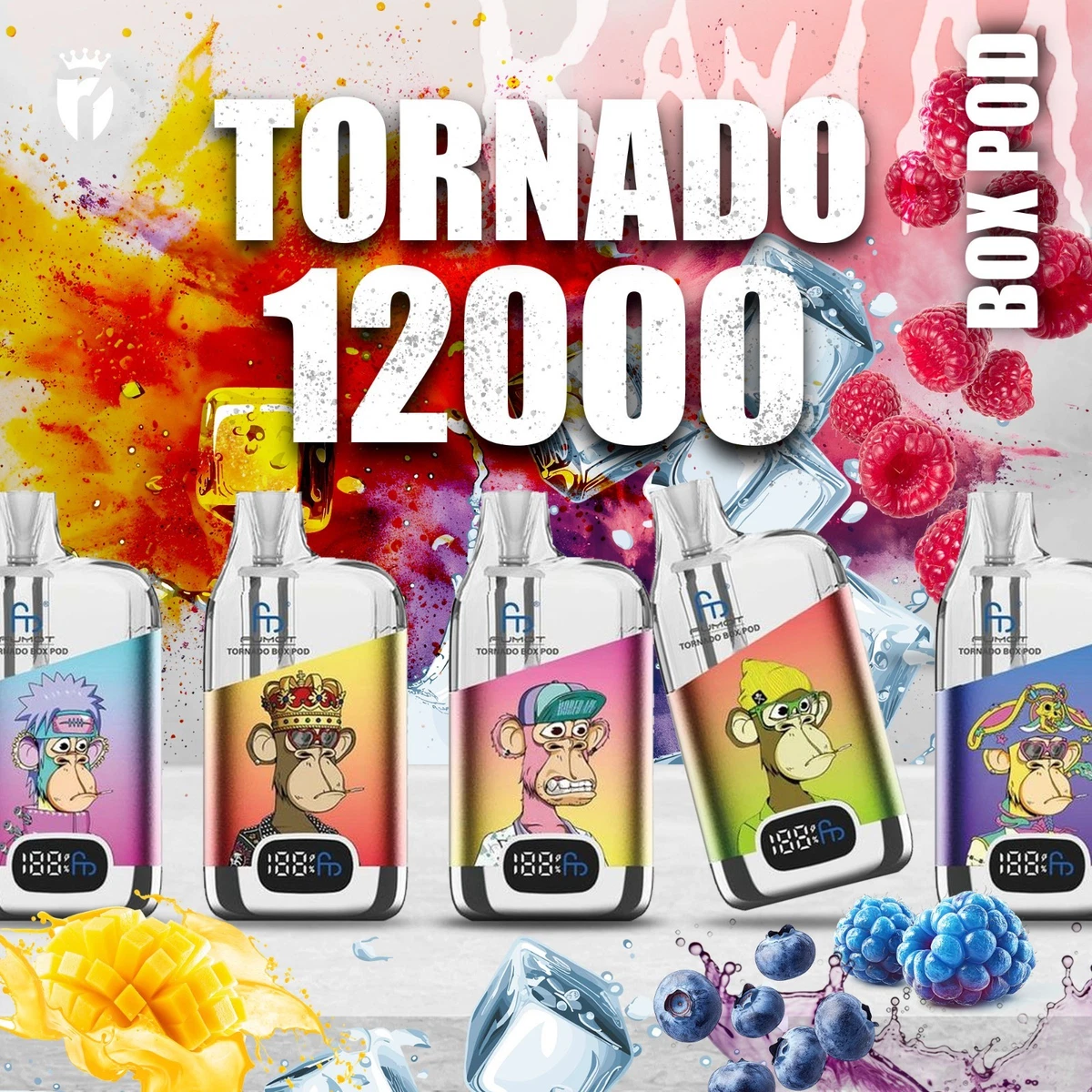 fumot vape diacetyl ZENX RandM Tornado NFT Monkey Digital Box 12000 Puffs Disposable 12k Vape  Pod | Einweg E Zigarette main image 1