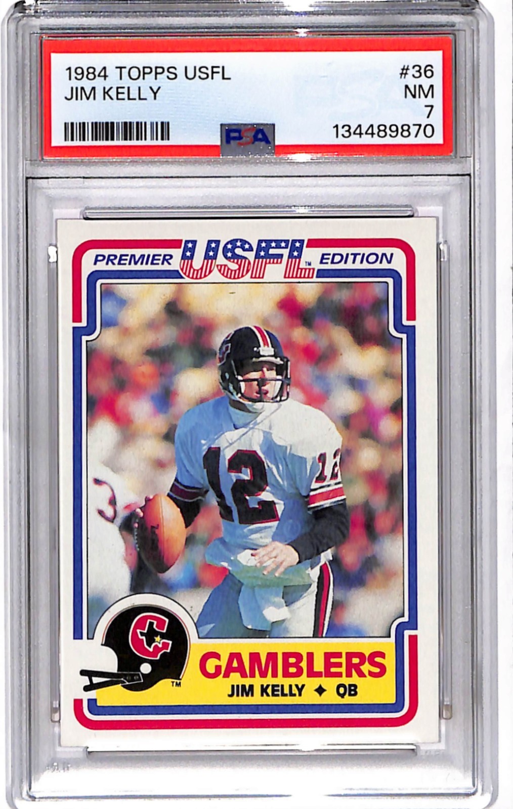 1984 Topps USFL - Jim Kelly #36 (RC) PSA 7