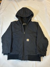 Carhartt Black Duck Flannel Lined Hood Loose Jacket Kids Size 8-10