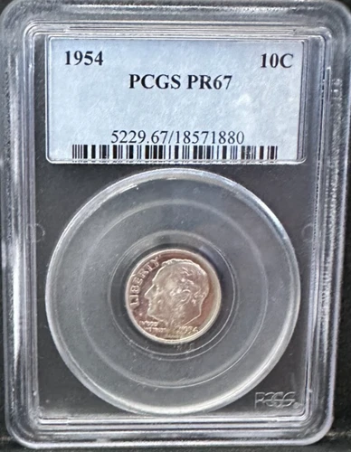 1954 Proof Roosevelt SILVER Dime PCGS PF67