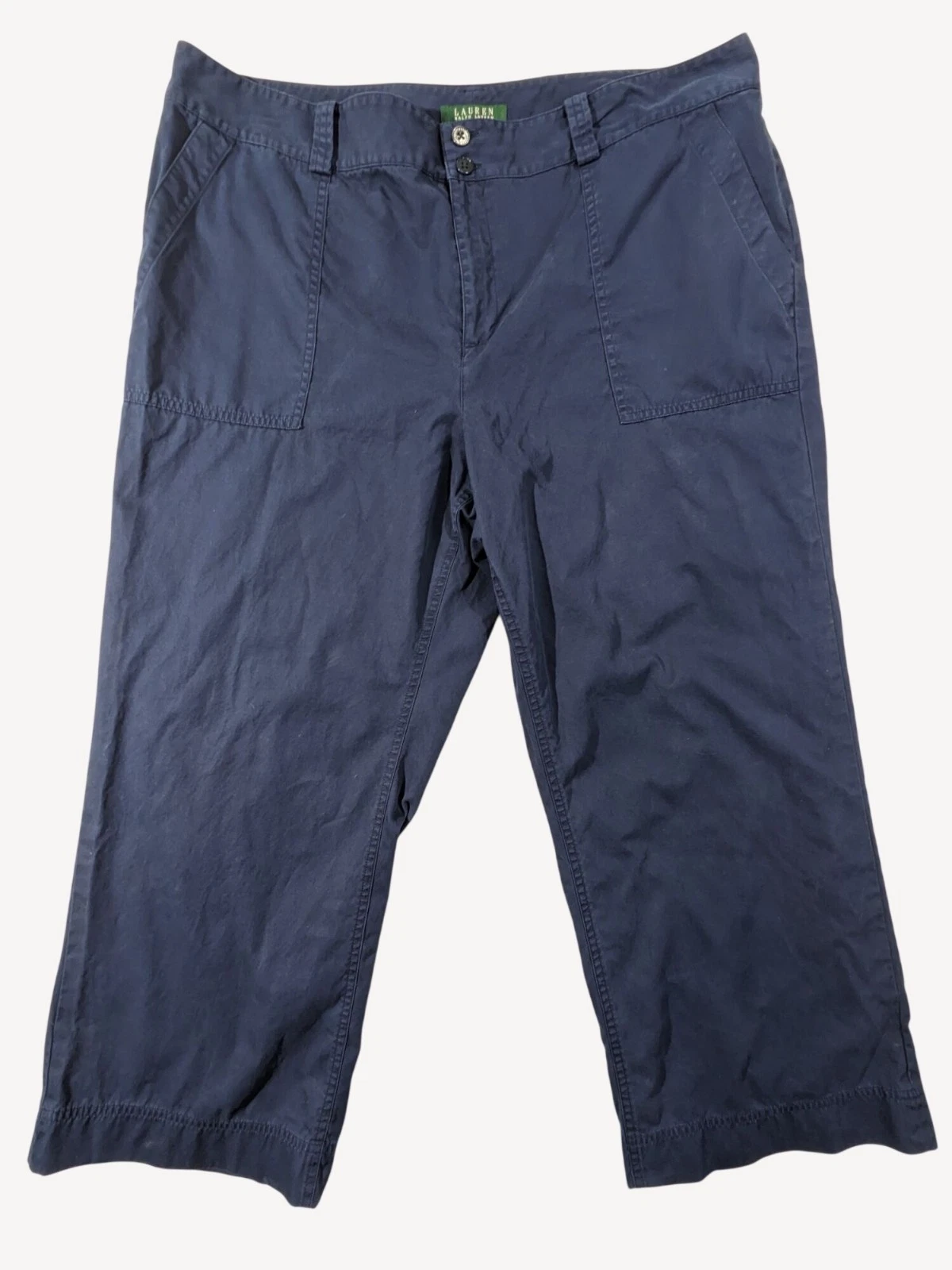 Lauren Ralph Lauren Women's Navy Blue Cotton Capri Pants Size 18W