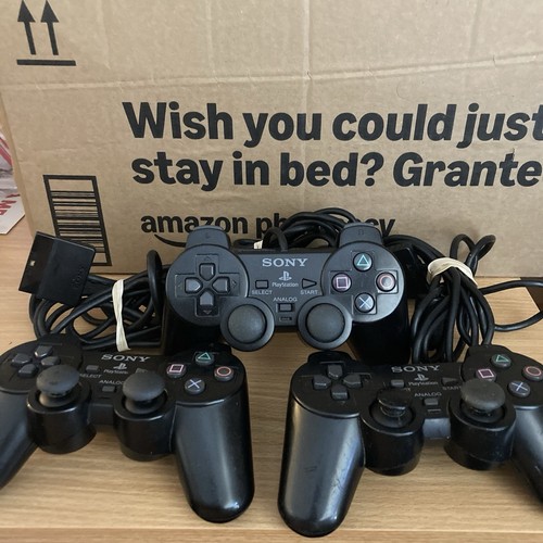 Sony PlayStation 2 PS2 Dual Shock 2 Controller Black Authentic Lot of 3 Untested