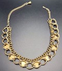 Vintage Gold Tone Chunky Chain Choker Necklace Abstract Flower Accents 16.5” Adj — photo 4