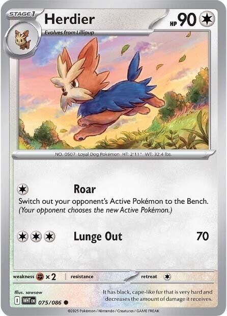 Herdier SV: White Flare 075/086 Common Reverse Holofoil Pokemon TCG NM