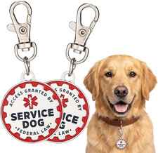 Service Dog Tag, 2 Pack: Metal Pet ID Tags for Service Animals, Emotional Suppor