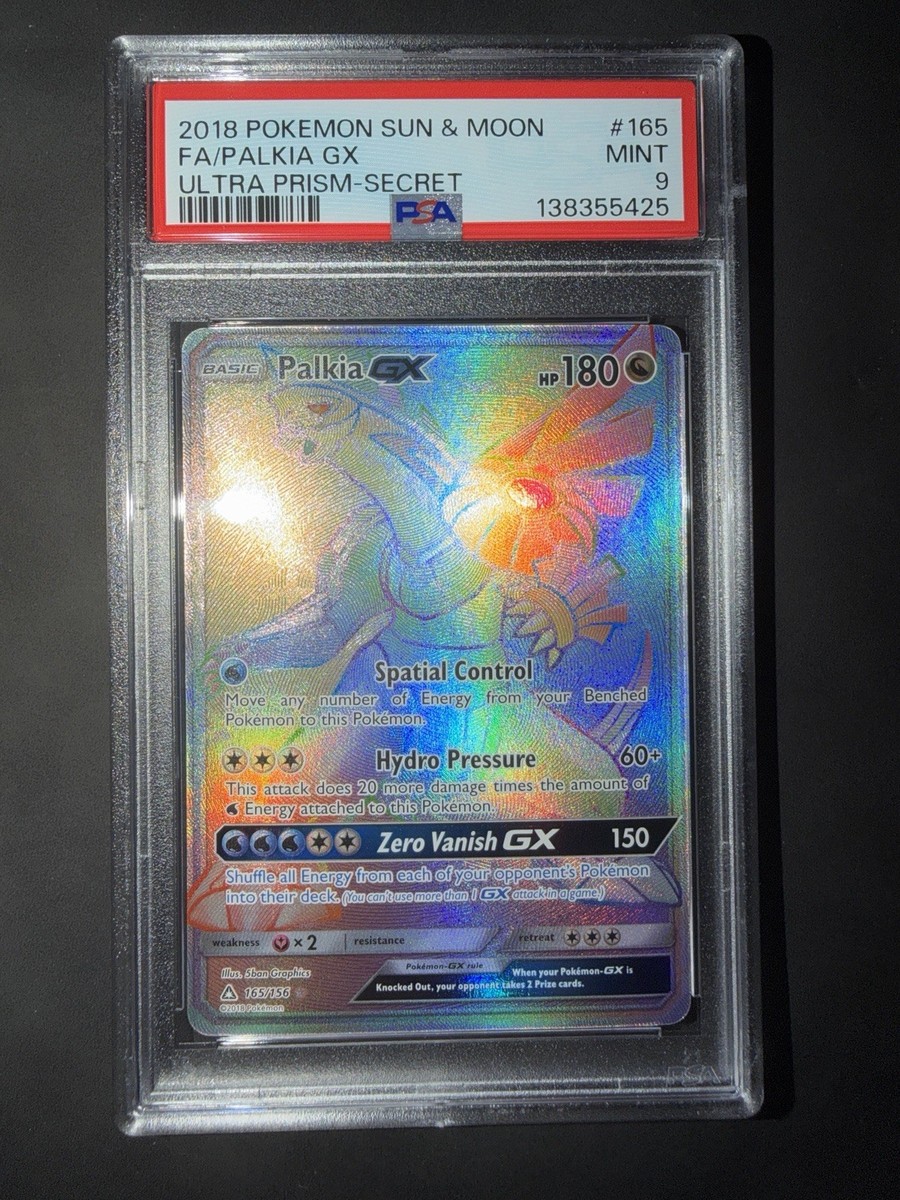 PSA 9 Rainbow Secret Rare Palkia GX #165 Ultra Prism Full Art