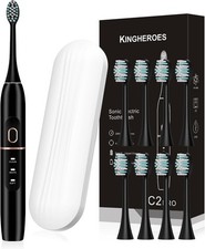 Ultra-Effective Sonic Electric Toothbrush Set with 8 Brush Heads  Travel Case