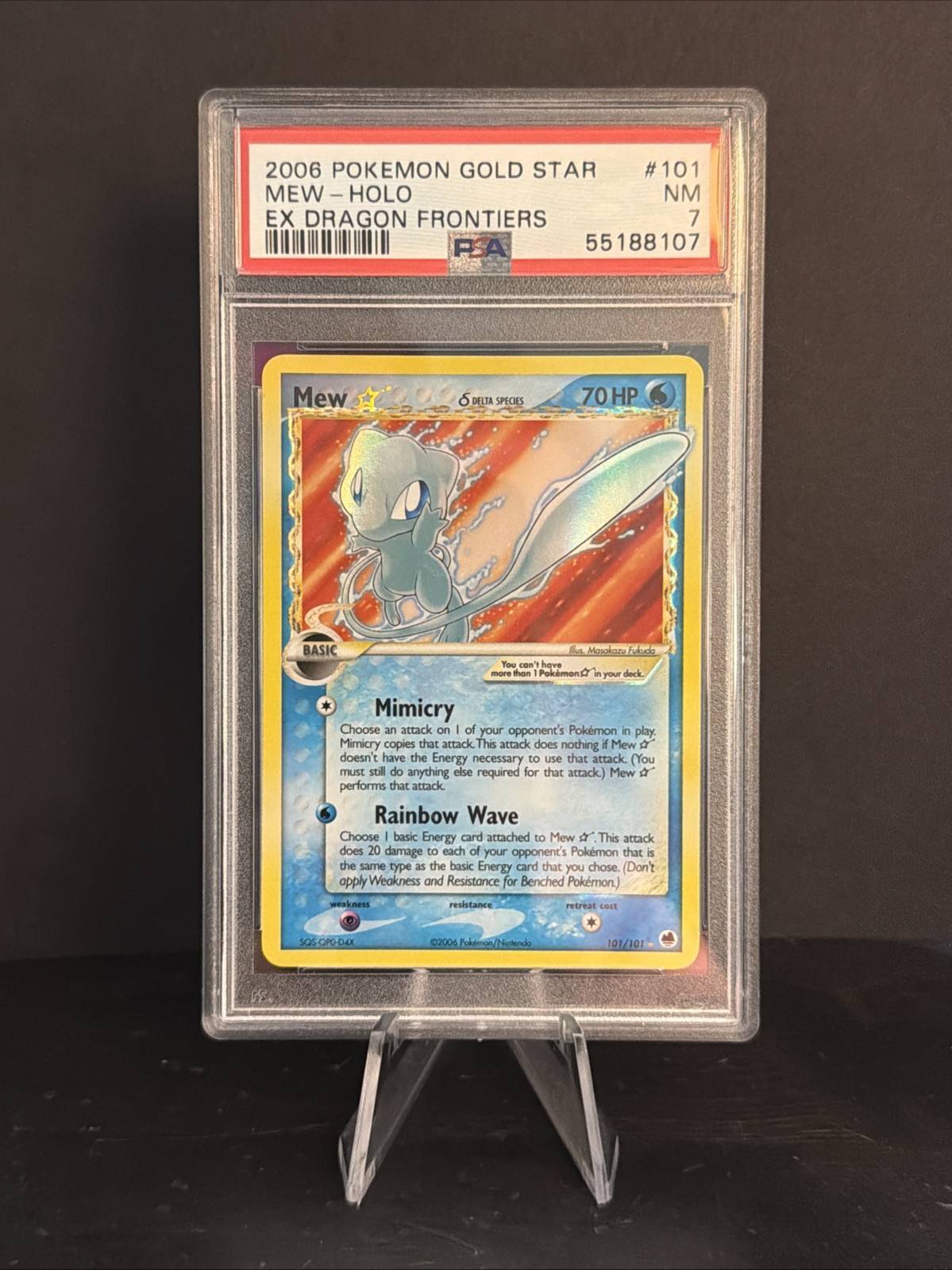 Pokémon TCG Mew Gold Star EX Dragon Frontiers 101/101 Holo Ultra Rare PSA 7