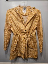 Joules Right As Rain Women's Size 6 Yellow Star Print Hooded Raincoat Jacket