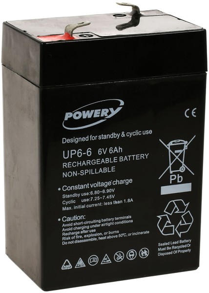Powery Blei-Gel Akku FüR Kinderquad Peg Perego Feber 6V 6Ah (Ersetzt Auch 4Ah, 4-image