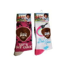 Bob Ross Joy of Painting Crew Socks Unisex Mens Womens NEW NWT Lot Of Two