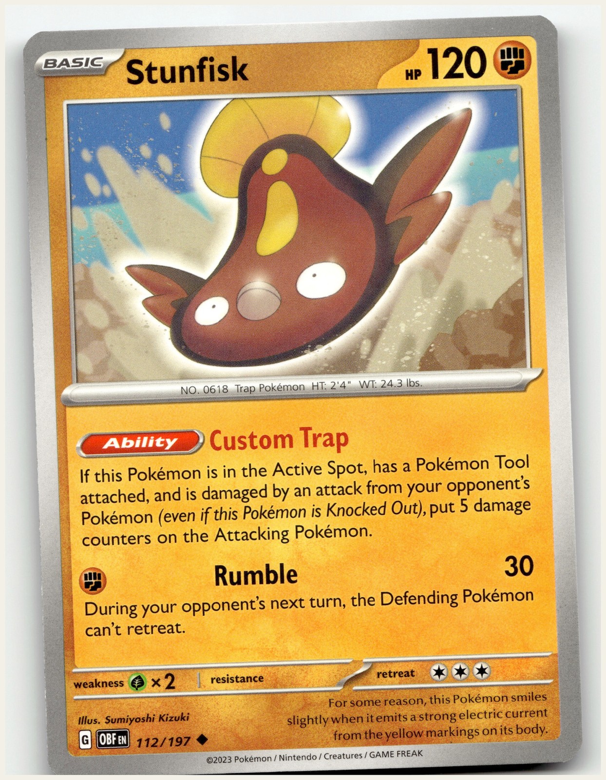 Pokemon Stunfisk 112/197 Obsidian Flames EN Non-Holo NM