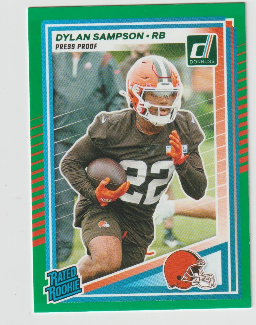 2025 DONRUSS FOOTBALL DYLAN SAMPSON RB BROWNS RATED ROOKIE PRESS PROOF GREEN SP