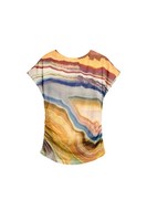 Desigual T-Shirt Damen XL Mehrfarbig Kurzarm Shirt Baumwolle Oberteil