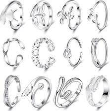 Set Di Anelli Aperti D'Argento Regolabili per Dito E Piedi - Gioielli Articolati