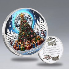 Christmas Tree Coin Merry Christmas Happy New Year Silver Plated Coin Gift