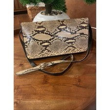 Vintage 1950s Python Snake Skin Clutch Crossbody Bag Adjustable Removable Strap