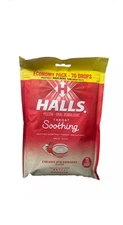 HALLS Breezers Creamy Strawberry Cough Drops 70 Count Sealed Exp:02/2026
