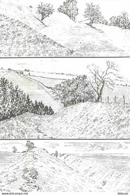 Postcard - England - Offa's Dyke in Clun Forest - Multivviews - Art Drawing